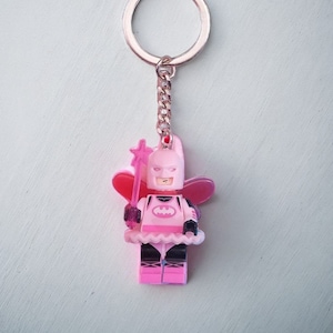 3D Pink Fairy B-Man Figure Character Keychain - Superhero Figurine Keychain, Personalized Backpack Accessory, Gifts For Him, Keychain Hero