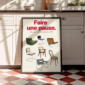 Bauhaus Poster, Mid-Century Modern Wall Art, Iconic Chair Print, Retro Furniture Art, Living Room Decor, Design Gift image 2