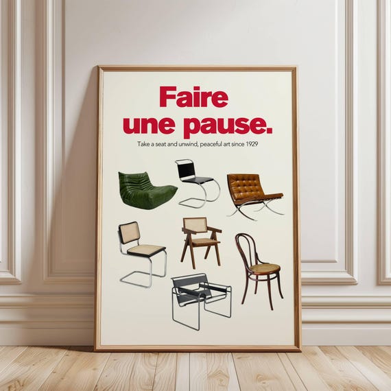 Bauhaus Poster, Mid-Century Modern Wall Art, Iconic Chair Print, Retro Furniture Art, Living Room Decor, Design Gift