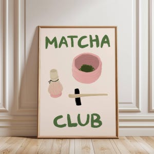 Matcha Club Poster | Poster Decoration Minimalist, Aesthetic Kitchen Print, Matcha Lover Gift, Print Printing Poster, Artful Japanese Poster