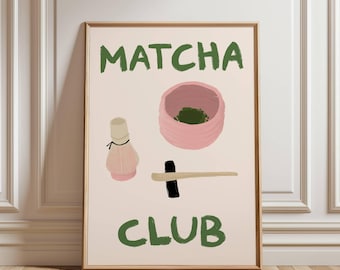 Matcha Club Poster: Minimalist Kitchen Print for Tea Lovers