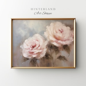 Rose rosa natura morta pittura, opere d&#39;arte floreali disattivate, stile vintage Rose Wall Art STAMPABILE Download digitale #88