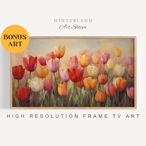 Tulip Samsung Frame TV Art, Spring Flower Painting, Cheerful Floral Artwork for TV, INSTANT Download #18