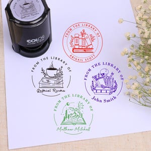 Sello de libro personalizado/Estampador de libros personalizado/Sello autoentintable/De la biblioteca/Sello Ex Libris/Estampador de sellos de biblioteca/Regalo para amantes de los libros