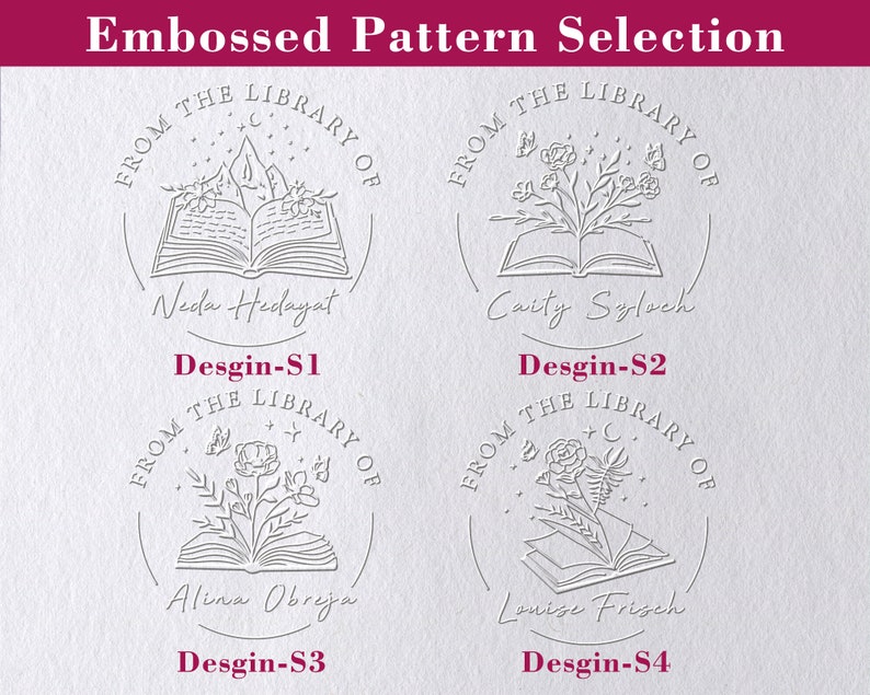Personalized Book Embosser Floral Book Stamp Embosser From the Library