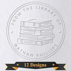 Personalizzato dalla biblioteca di goffratura di libri, goffratura di libri personalizzata, timbro di libro, goffratura di biblioteca, regalo per gli amanti dei libri di Ex Libris