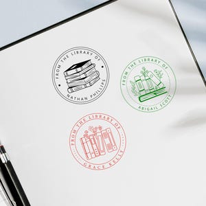 Personalized Book Stamp/From the Library of /Self Inking Stamp/Book Embosser/Ex Libris stamp/Library stamp/Book Lover Gift image 8