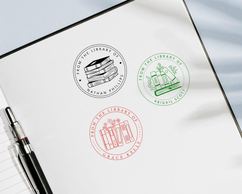 Personalized Book Stamp/From the Library of /Self Inking Stamp/Book Embosser/Ex Libris stamp/Library stamp/Book Lover Gift image 8