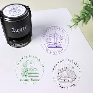 Timbro personalizzato per libri/Dalla biblioteca di/Timbro autoinchiostrante/Timbro per libri/Timbro ex libris/Timbro per biblioteca/Regalo per amanti dei libri