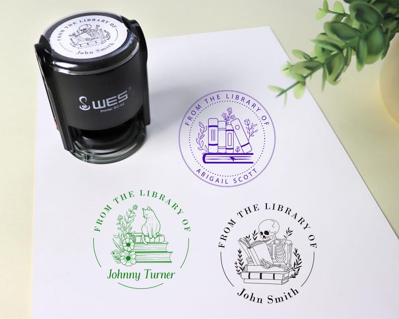 Personalized Book Stamp/From the Library of /Self Inking Stamp/Book Embosser/Ex Libris stamp/Library stamp/Book Lover Gift image 1