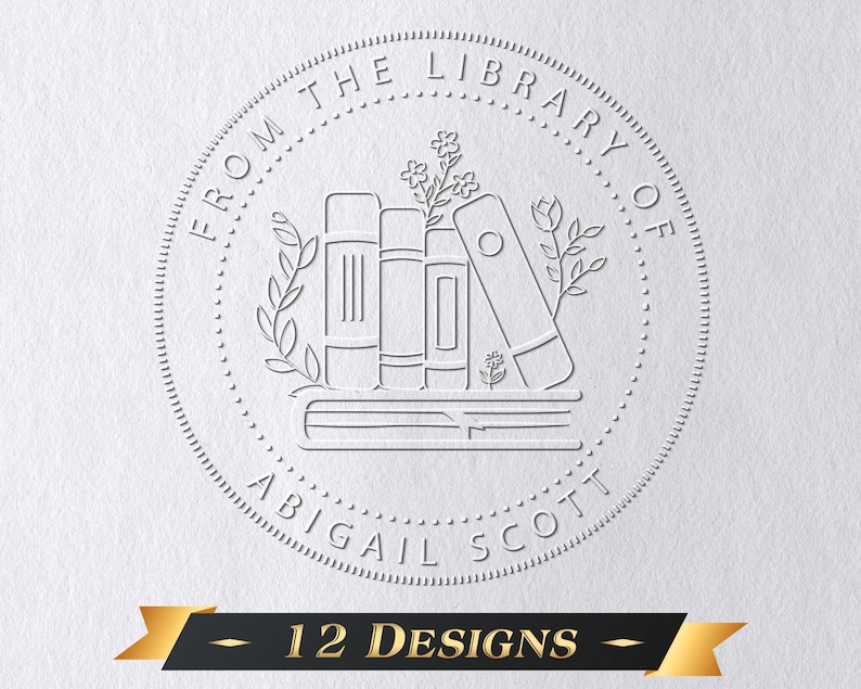 Custom From the Library of Book Embosser,Book Embosser Personalized,Book Stamp,Library Embosser,Ex Libris Book Lover Gift image 1