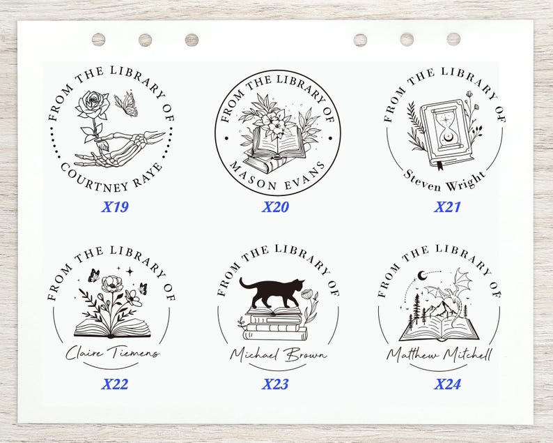 Personalized Book Stamp/From the Library of /Self Inking Stamp/Book Embosser/Ex Libris stamp/Library stamp/Book Lover Gift image 6