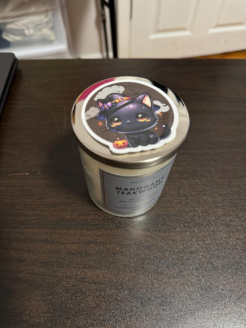 Cute Spooky Halloween Black Cat Bats in Clouds Stickers,gift Vinyl