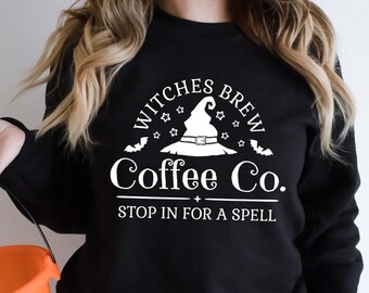 Witches Brew Sweatshirt, Halloween Sweatshirt, Funny Coffee Co Crewneck Sweatshirt, Halloween Witches Pullover Sweater,Funny Halloween Shirt