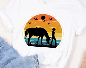 Retro Cowgirl Graphic Tee: Western Rodeo Shirt