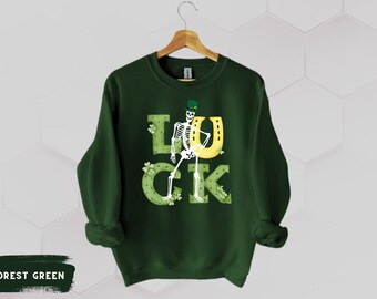 St Patricks Day Skeleton Sweatshirt, Dancing Skeletons Shirt, Irish Sweater, St Paddys Day Shirt,Slainte Sweatshirt,Shamrock Shirt, Luck Tee
