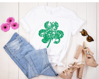 Distressed Womens st pattys shirt, Custom Color shamrock tee, st patricks day shirt, womens st paddys, cute st pattys shirt, st pattys women