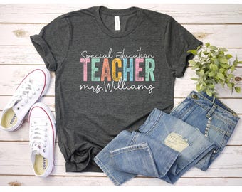 Custom Special Education Shirt, Sped Teacher Gift Neurodiversity Shirt Autism Acceptance Clothing Bcba Slp OT Teachers AAC SPED Teacher Name