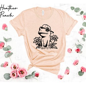Floral Frog with Cap Shirt, Funny Self Care Frog Shirt, Retro Vintage Frog Lover Gift, Cool Frog Outfit, Cottagecore Frog Tshirt, Swamp Tee
