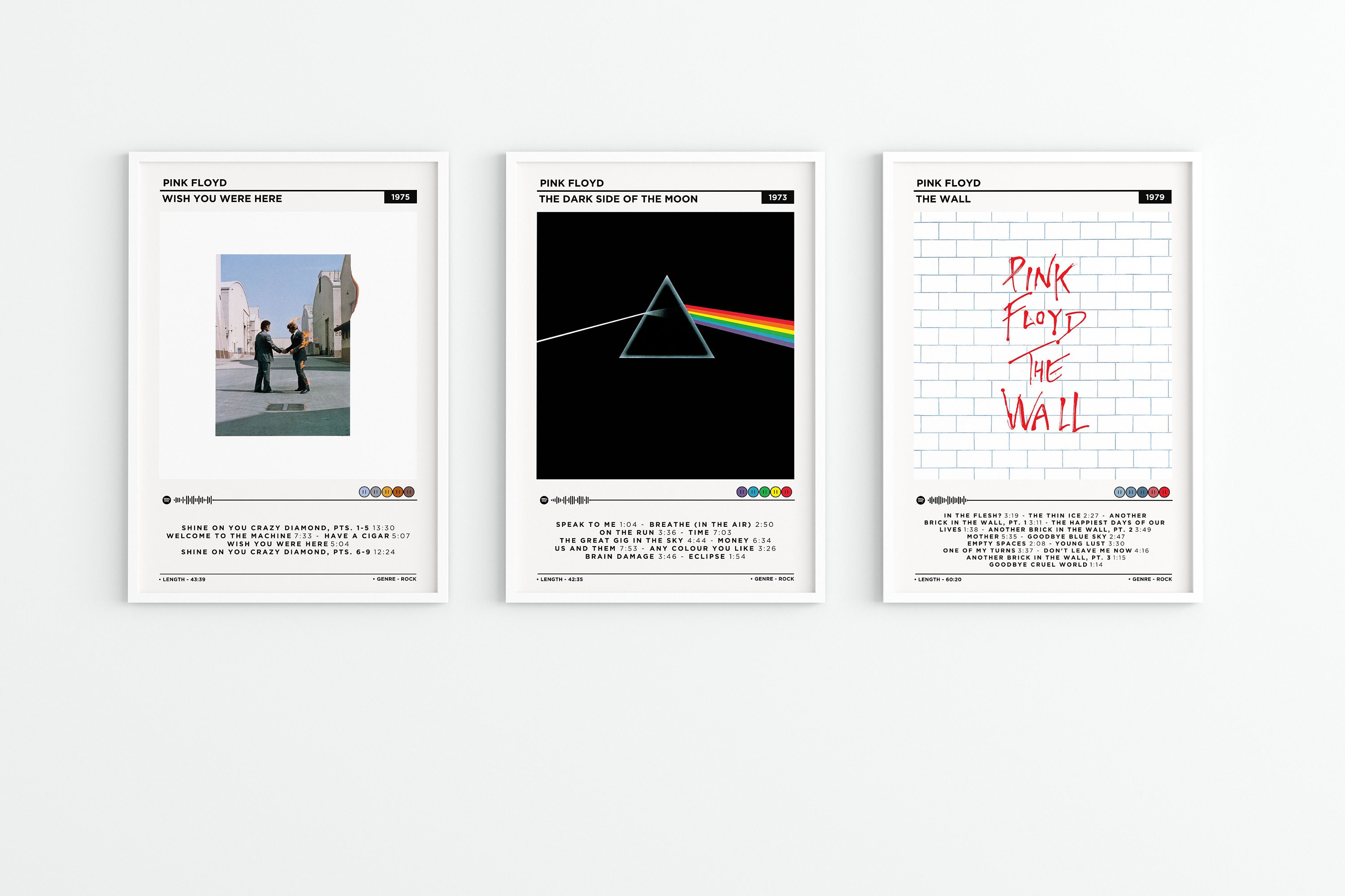 Pink Floyd - The Dark Side Of The Moon, The Wall, Wish You Were Here Album  Set Poster / Music Gift / Music Wall Decor / Album Cover Art