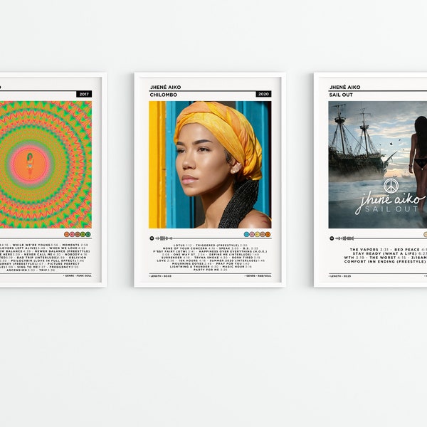 Jhene Aiko - Chilombo, Trip, Sail Out Album Set Poster / Album Cover Poster / Music Gift / Music Wall Decor / Album Art