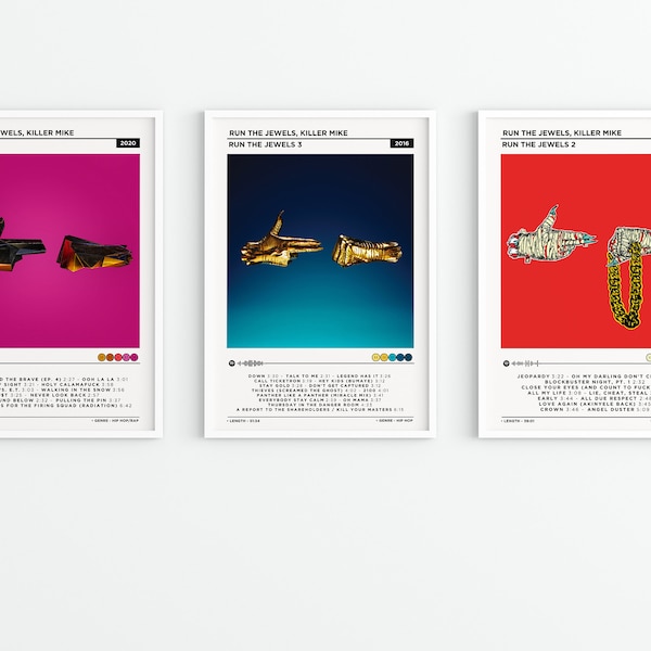 Run The Jewels - Rtj4, Run The Jewels 2,3 Album Set Poster / Music Gift / Music Wall Decor / Album Cover Art