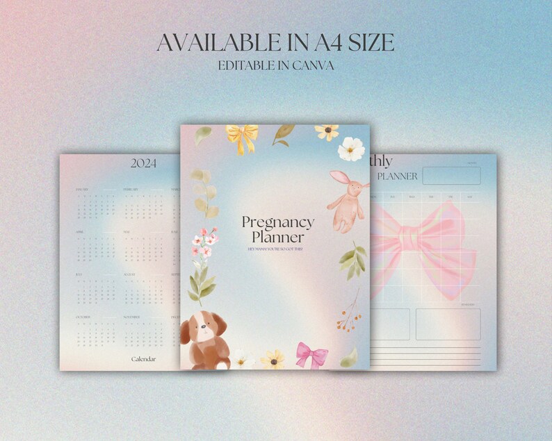 Pregnancy Journal Printable for First Time Mom, Editable in Canva ...