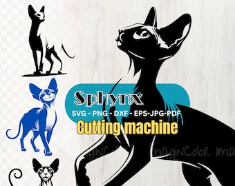 Sphynx Cat Vector SVG Silhouettes, Cat SVG PNG Eps Dxf, Cricut Cutting, Laser Engraving, clip art ,Shirt svg,Wall Art,Print on Demand