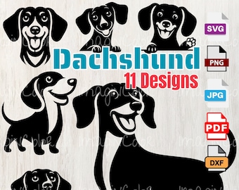 Dachshund Dog Silhouettes svg, Dog SVG PNG Eps Dxf, Puppy, Dog Cricut Cutting, Laser Engraving, clip art ,Shirt svg,Wall Art,Print on Demand