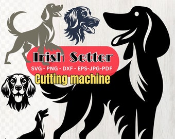 Irish Setter Dog Silhouettes, Dog SVG PNG Eps Dxf, Puppy, Dog Cricut Cutting, Laser Engraving, clip art ,Shirt svg,Wall Art,Print on Demand