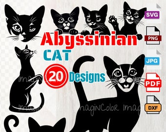 Abyssinian Cat Vector SVG Silhouettes, Cat SVG PNG Eps Dxf, Cricut Cutting, Laser Engraving, clip art ,Shirt svg,Wall Art,Print on Demand