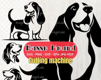 Basset Hound Dog Silhouettes Svg, Basset Hound Vector, Basset Hound Cricut Cutting, Laser Engraving Dog clip art , illustration,Shirt svg