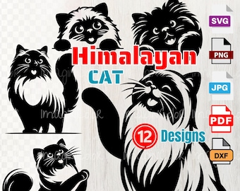 Himalayan Cat Vector SVG Silhouettes,Peeking Cat SVG PNG Dxf, Cricut Cutting, Laser Engraving, clip art ,Shirt svg,Wall Art,Print on Demand