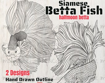 Fish SVG, Betta fish svg, Siamese fighting fis,Aquarium,Laser Engraver,Cricut svg,Silhouette,Betta SVG PNG Dxf,Wall Art,Print on Demand Set3