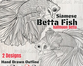 Fish SVG, Betta fish svg, Siamese fighting fis,Aquarium,Laser Engraver,Cricut svg,Silhouette,Betta SVG PNG Dxf,Wall Art,Print on Demand Set2