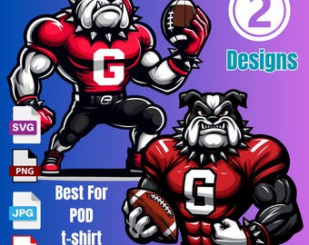 Football player svg, American Football  team, Football name, Bulldogs football design, Silhouettes Dog svg, vector digital, mascot design