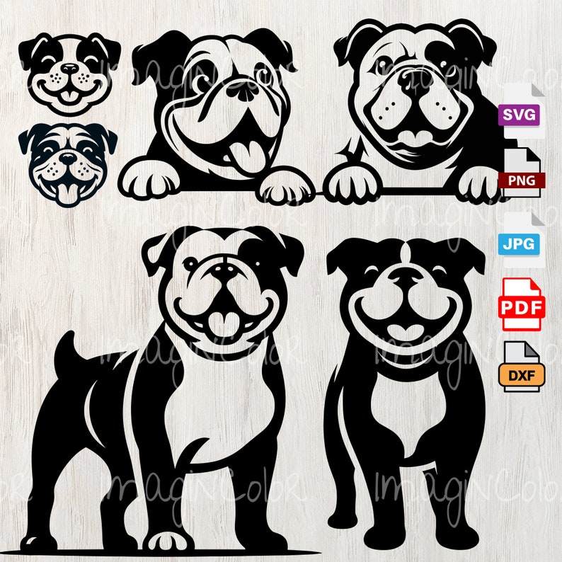Bulldog Dog Silhouettes Svg, Dog SVG PNG Eps Dxf, Puppy, Dog Cricut ...