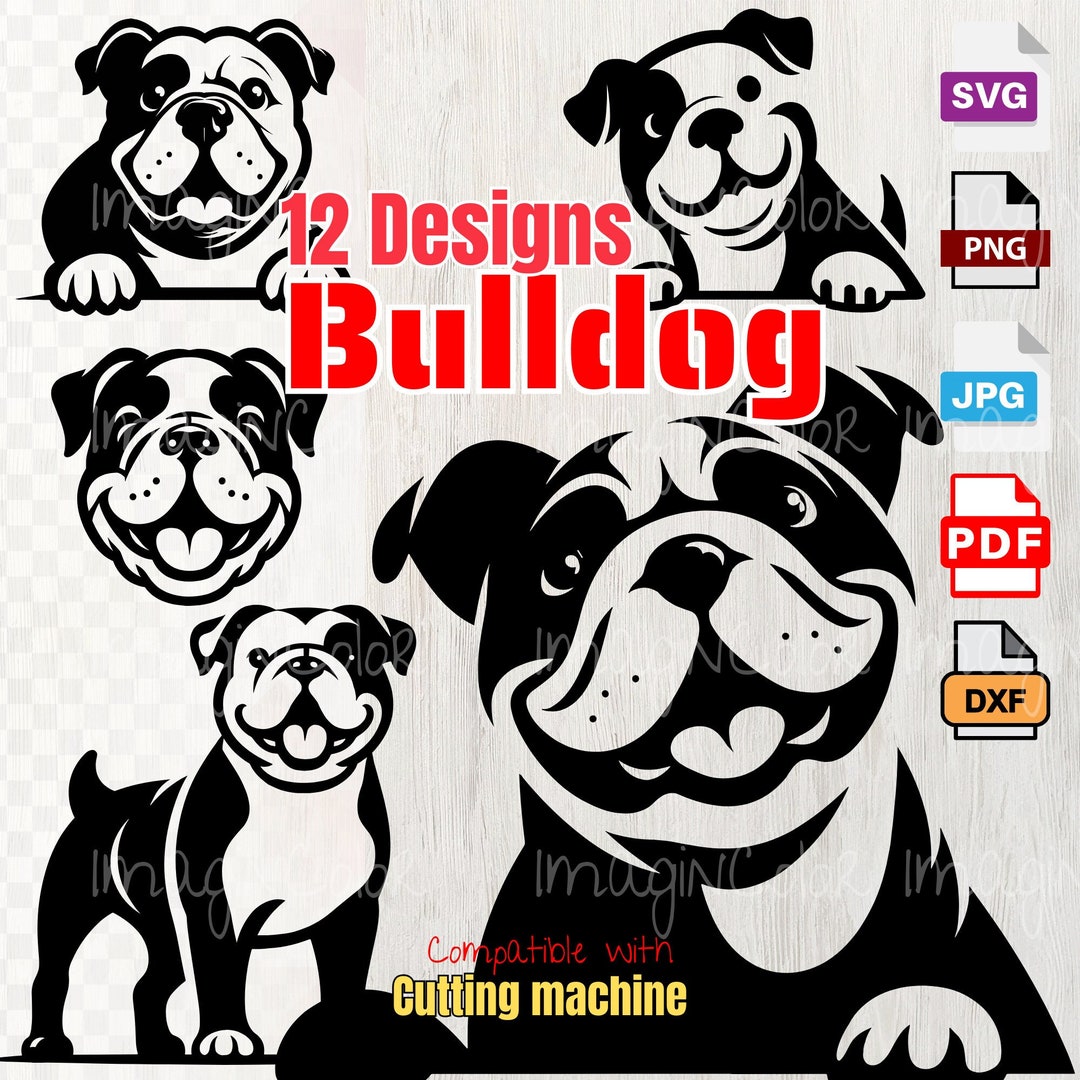 Bulldog Dog Silhouettes Svg, Dog SVG PNG Eps Dxf, Puppy, Dog Cricut ...