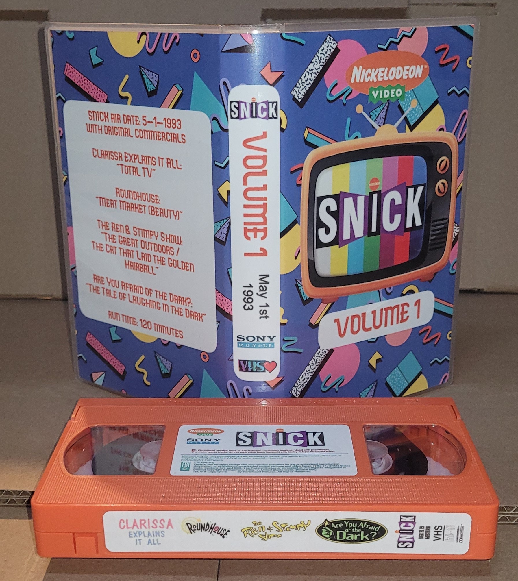 Nickelodeon SNICK 1993 VHS Orange Tape Clarissa Ren & Stimpy