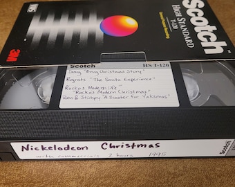 Cinta VHS de dibujos animados navideños de Nickelodeon de 1995 con comerciales Doug Rugrats La vida moderna de Rocko Ren y Stimpy