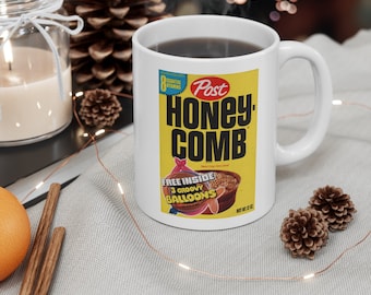 Honey-Comb balloons vintage cereal box coffee mug
