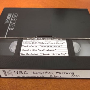Kaseta VHS NBC Saturday Morning Cartoons 1990 z reklamami Beetle Juice Karate Kid
