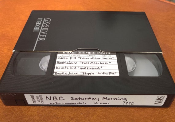 Vhs Tape NBC Saturday Morning cartoons 1990 with Commercials Beetle Juice Karate Kid