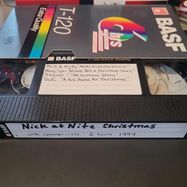 VHS Tape Nick at Nite Christmas with commercials 1994 Taxi Dragnet Mork & Mindy