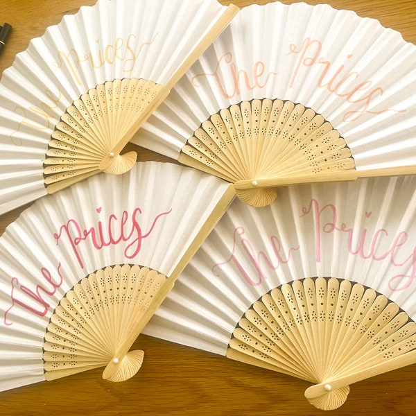 Personalised paper fan - Summer Wedding/married name  calligraphy fans - Weddings, birthday parties, hens party, bridal shower, baby shower