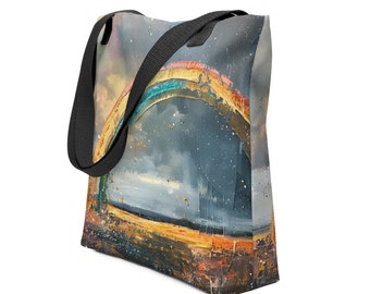 Tote bag Rainbow print, AOP, all over print bag, tote bag, shopping bag, shoulder bag, totes, large bag