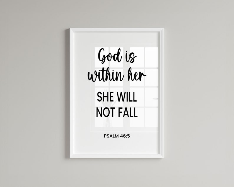Psalm 46:5, God is Within Her Printable Wall Art, Bible Verse Christian ...