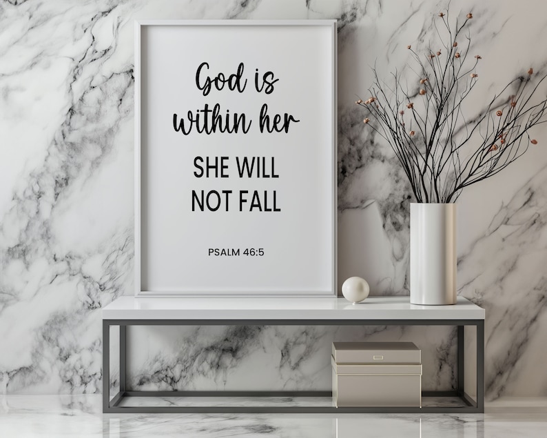 Psalm 46:5, God is Within Her Printable Wall Art, Bible Verse Christian ...