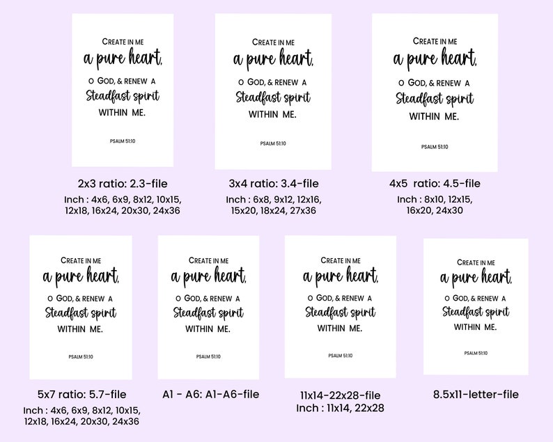 Psalm 51:10, Create in Me a Pure Heart Printable Wall Art, Bible Verse ...