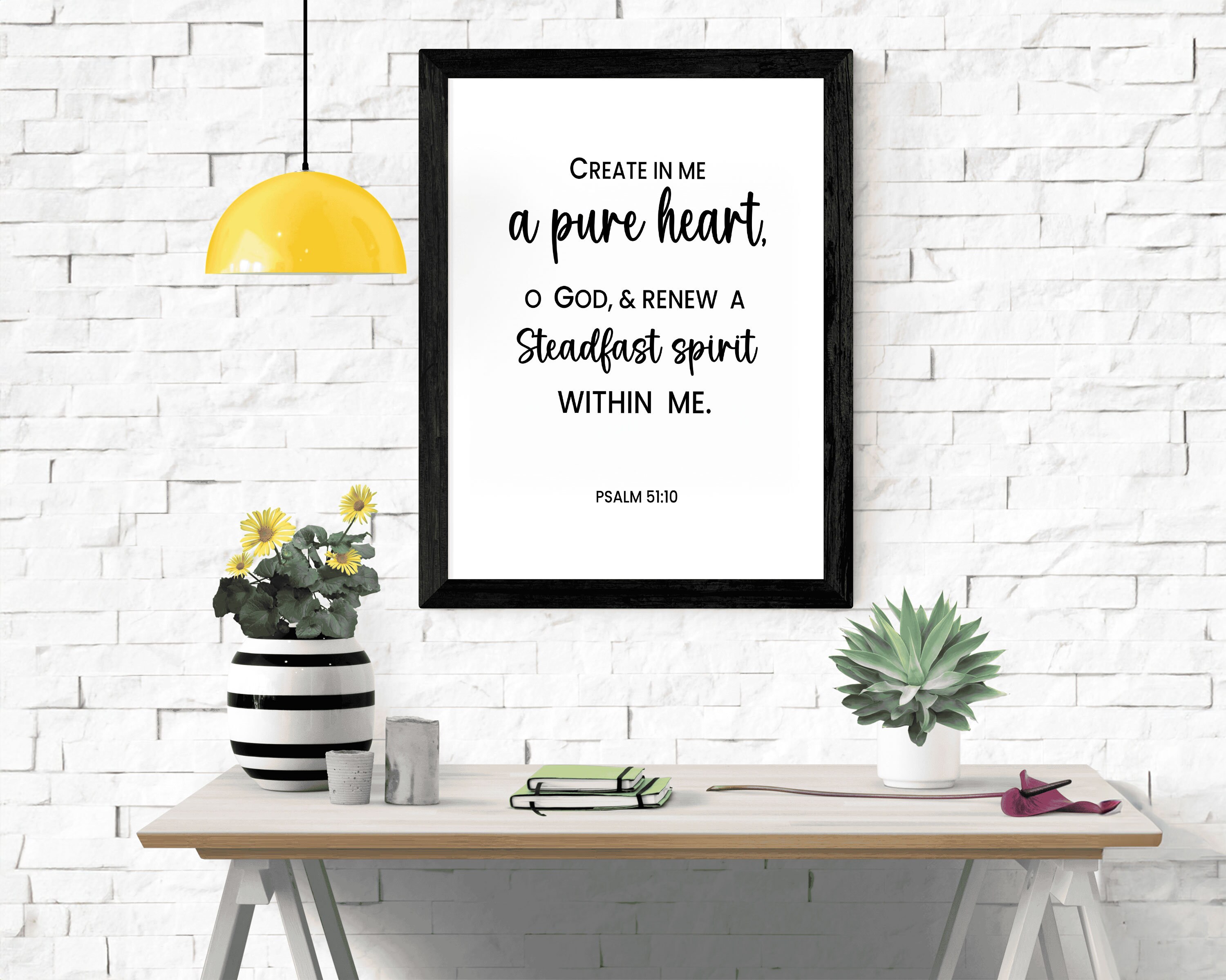 Psalm 51:10, Create in Me a Pure Heart Printable Wall Art, Bible Verse ...